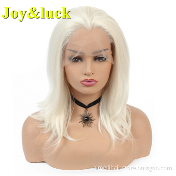 Wholesale Prices Front Lace Wig For Women Daily Life Or Cosplay Natural Short Straight Synthetic White Lacefront Women Hair Wigs